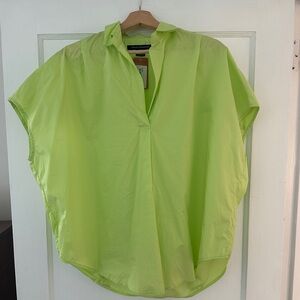 French Connection Medium Women’s lime green NWT polin cotton blouse short sleeve